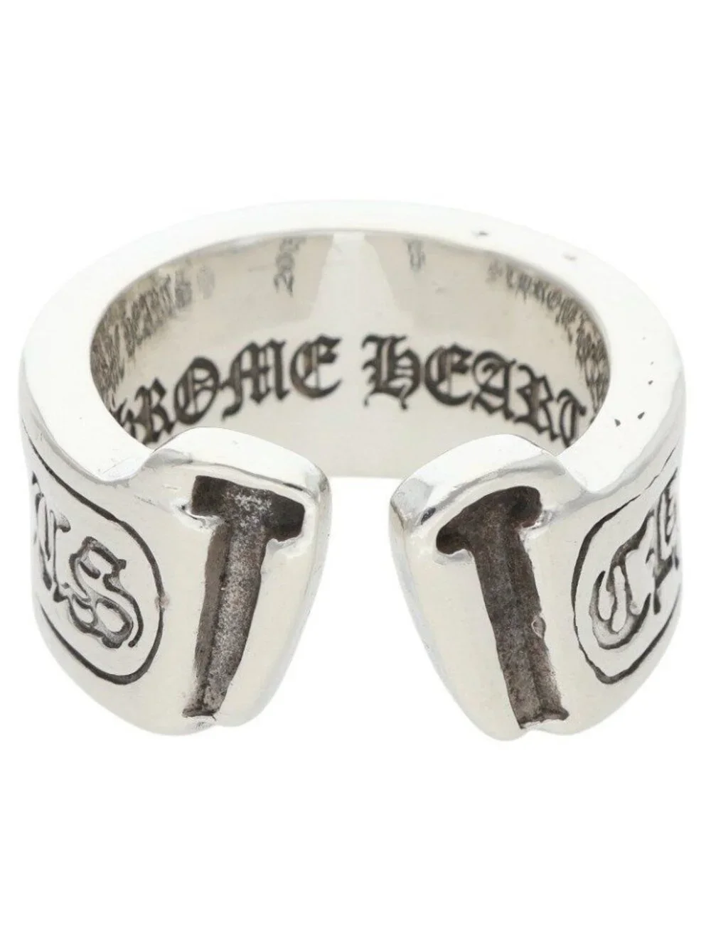 Chrome Hearts LG Scroll Label Large Silver Ring